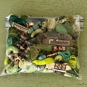 32 pc DMC Green Embroidery thread